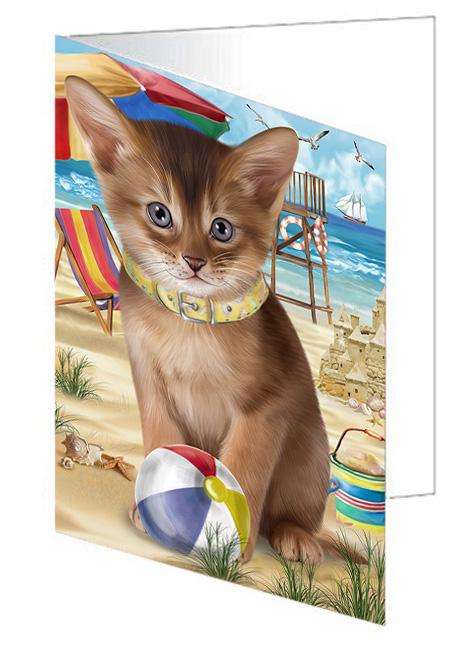 Pet Friendly Beach Abyssinian Cat Handmade Artwork Assorted Pets Greeting Cards and Note Cards with Envelopes for All Occasions and Holiday Seasons GCD66500