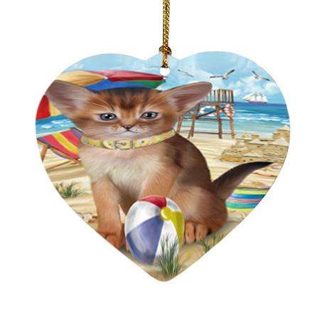 Pet Friendly Beach Abyssinian Cat Heart Christmas Ornament HPOR54159