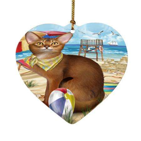 Pet Friendly Beach Abyssinian Cat Heart Christmas Ornament HPOR54160