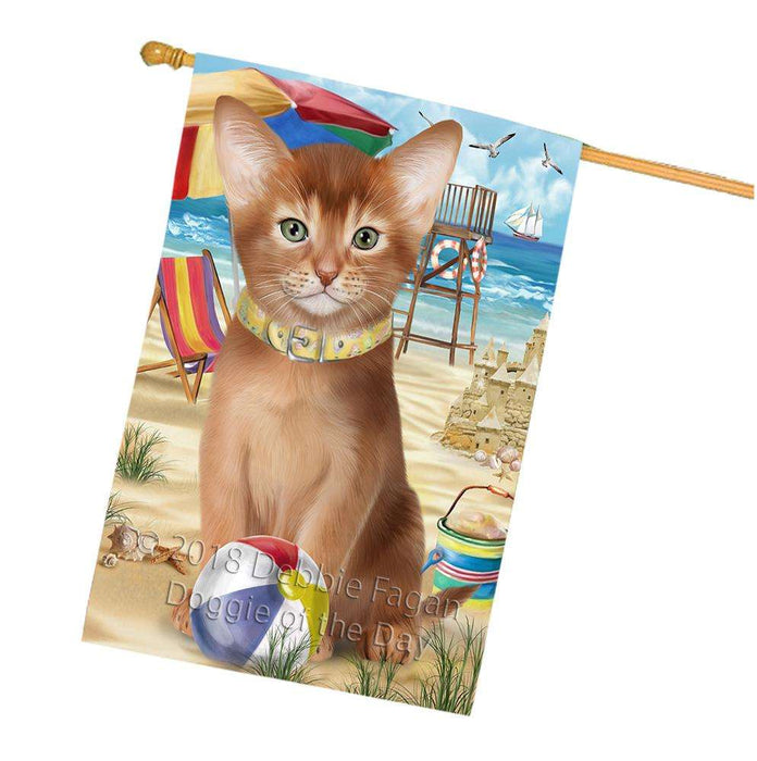 Pet Friendly Beach Abyssinian Cat House Flag FLG54354