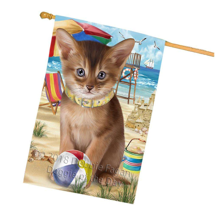 Pet Friendly Beach Abyssinian Cat House Flag FLG54355