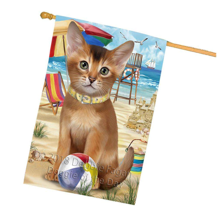 Pet Friendly Beach Abyssinian Cat House Flag FLG54356
