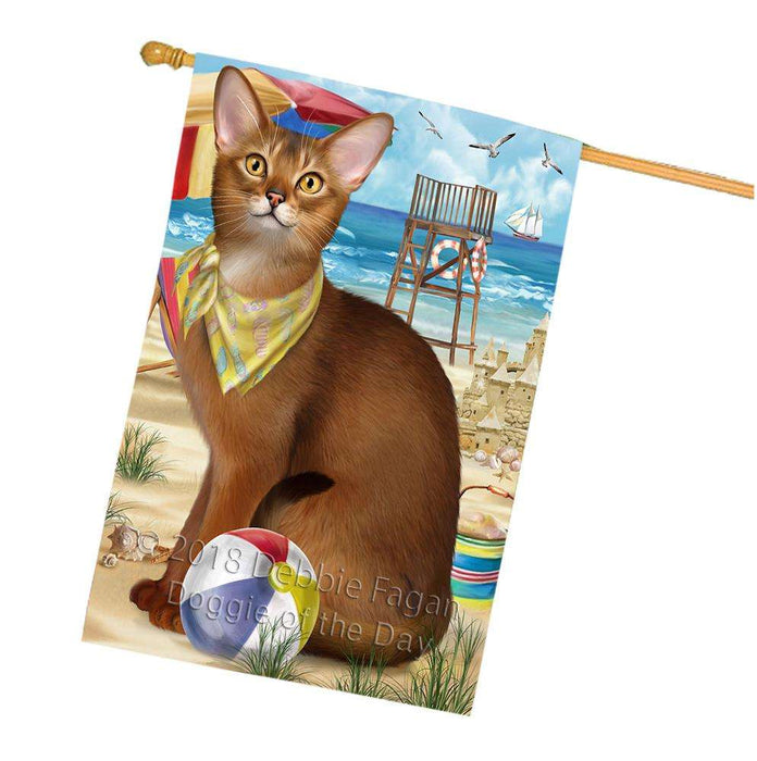 Pet Friendly Beach Abyssinian Cat House Flag FLG54358