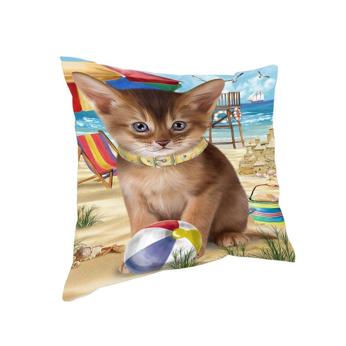 Pet Friendly Beach Abyssinian Cat Pillow PIL73252