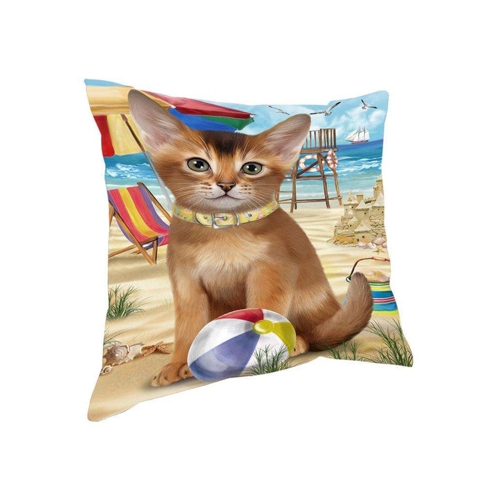 Pet Friendly Beach Abyssinian Cat Pillow PIL73256