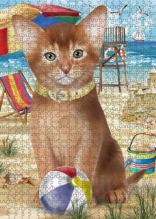 Pet Friendly Beach Abyssinian Cat Puzzle with Photo Tin PUZL83780