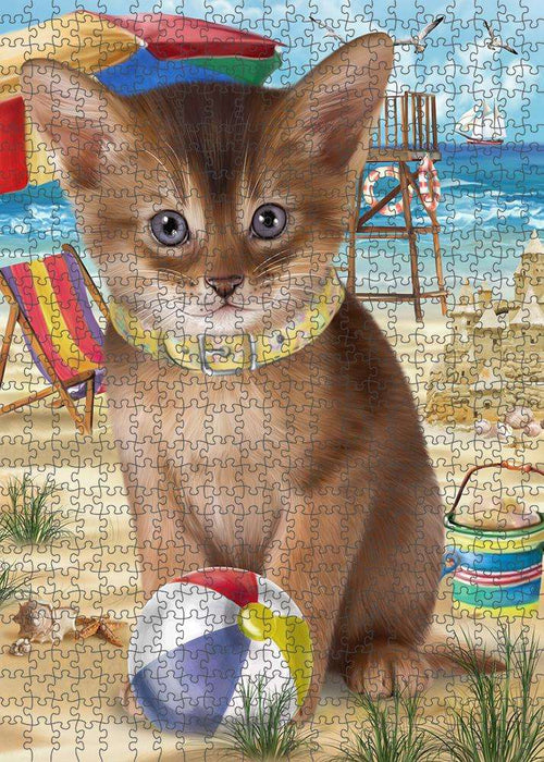 Pet Friendly Beach Abyssinian Cat Puzzle with Photo Tin PUZL83784