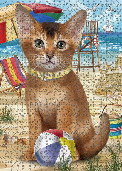 Pet Friendly Beach Abyssinian Cat Puzzle with Photo Tin PUZL83788