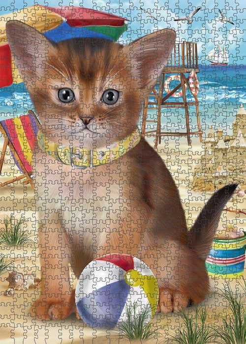 Pet Friendly Beach Abyssinian Cat Puzzle with Photo Tin PUZL83792