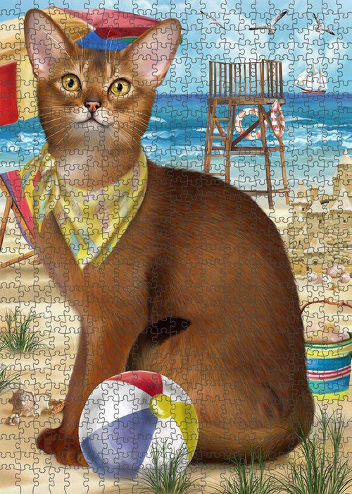 Pet Friendly Beach Abyssinian Cat Puzzle with Photo Tin PUZL83796