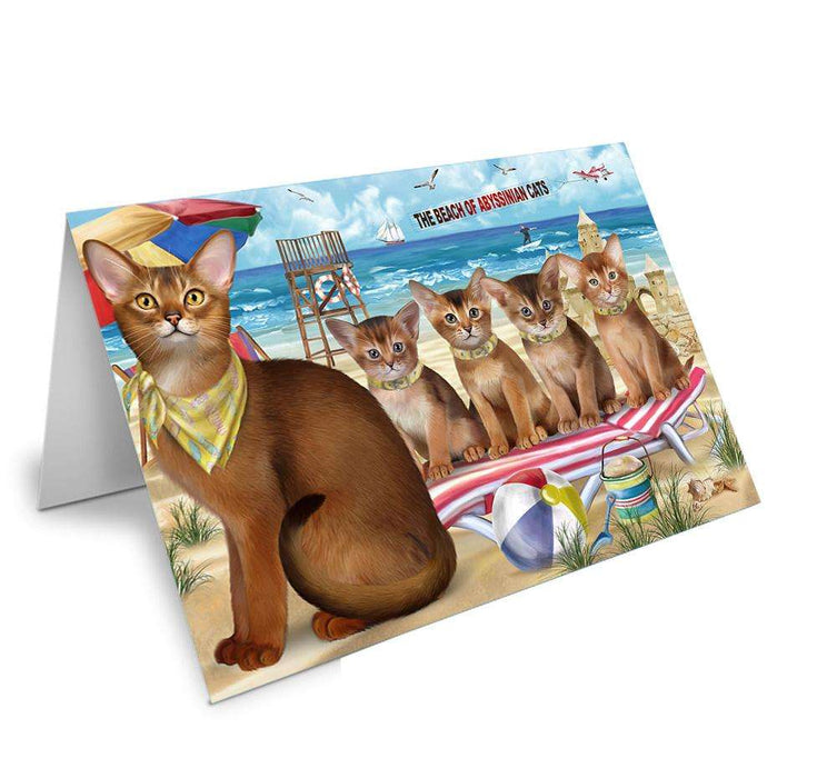 Pet Friendly Beach Abyssinian Cats Handmade Artwork Assorted Pets Greeting Cards and Note Cards with Envelopes for All Occasions and Holiday Seasons GCD66494