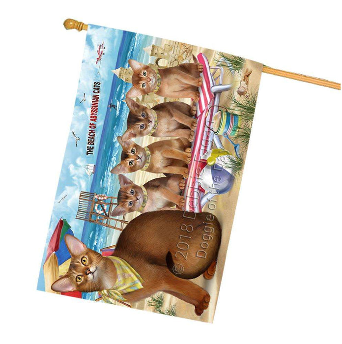 Pet Friendly Beach Abyssinian Cats House Flag FLG54353