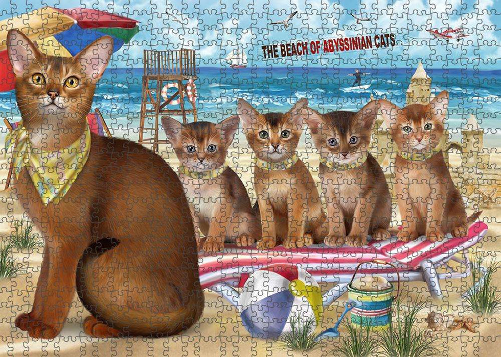Pet Friendly Beach Abyssinian Cats Puzzle with Photo Tin PUZL83776