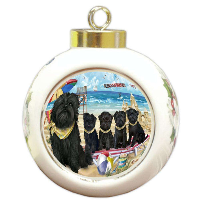 Pet Friendly Beach Affenpinschers Dog Round Ball Christmas Ornament RBPOR49936