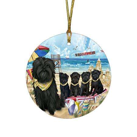 Pet Friendly Beach Affenpinschers Dog Round Flat Christmas Ornament RFPOR49927