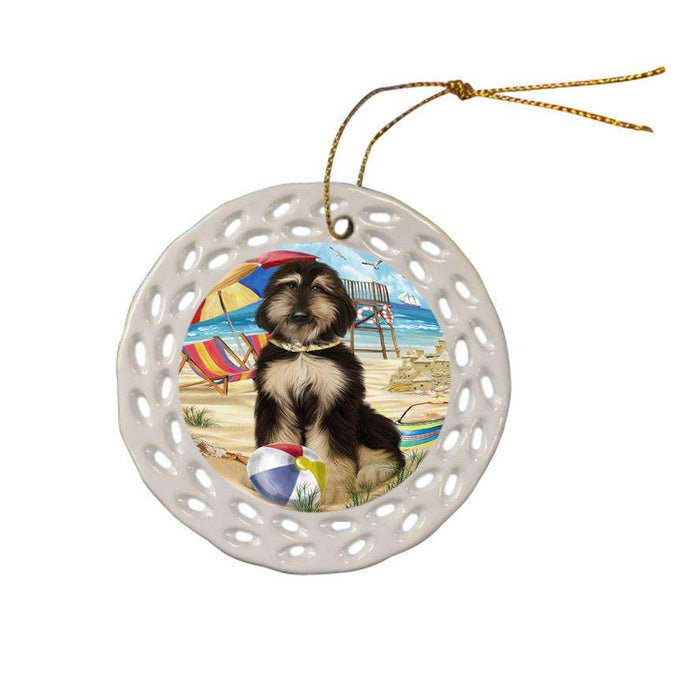Pet Friendly Beach Afghan Hound Dog Ceramic Doily Ornament DPOR49939