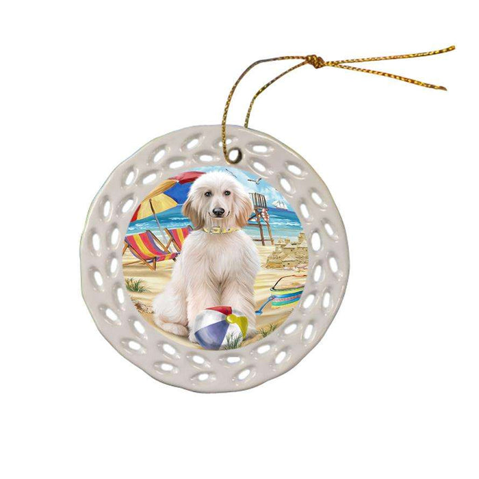 Pet Friendly Beach Afghan Hound Dog Ceramic Doily Ornament DPOR49940