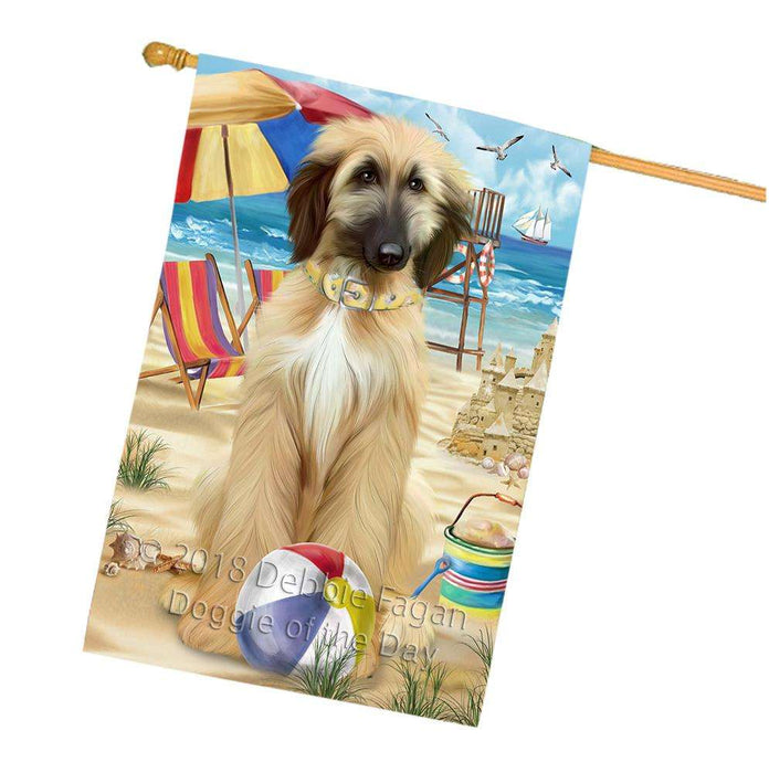 Pet Friendly Beach Afghan Hound Dog House Flag FLG49903