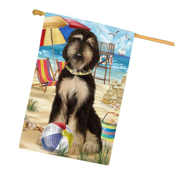 Pet Friendly Beach Afghan Hound Dog House Flag FLG49904