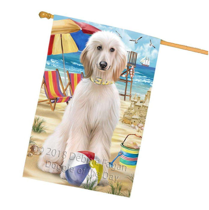 Pet Friendly Beach Afghan Hound Dog House Flag FLG49905