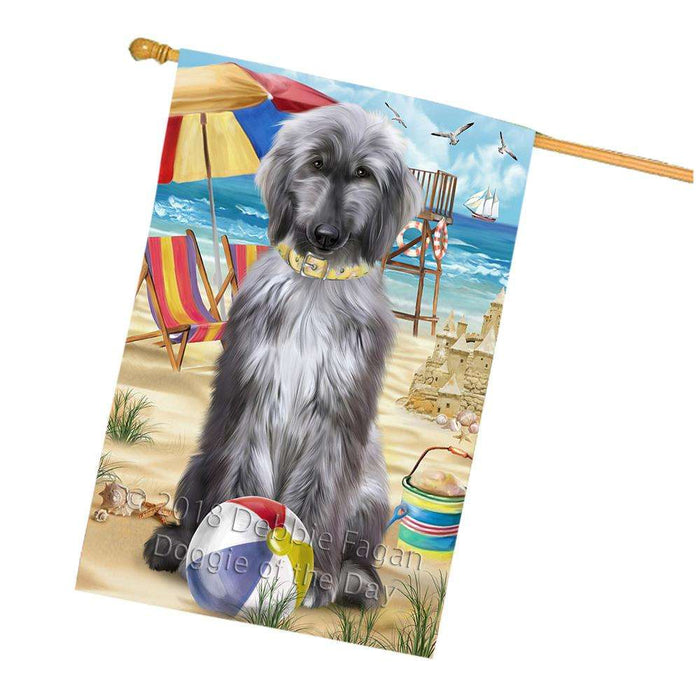 Pet Friendly Beach Afghan Hound Dog House Flag FLG49907