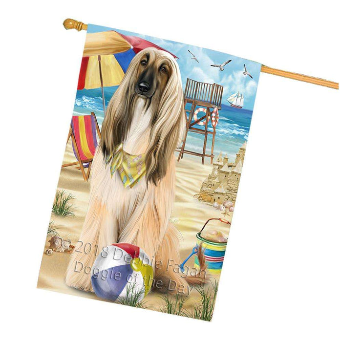 Pet Friendly Beach Afghan Hound Dog House Flag FLG49908