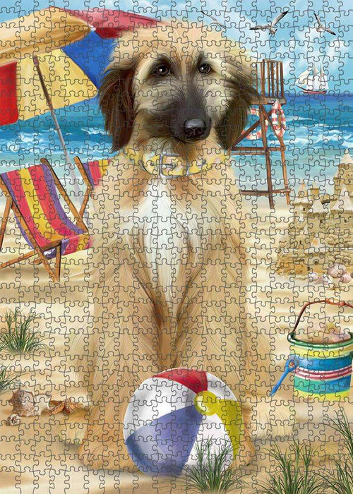 Pet Friendly Beach Afghan Hound Dog Puzzle with Photo Tin PUZL53520