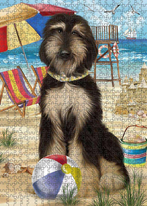 Pet Friendly Beach Afghan Hound Dog Puzzle with Photo Tin PUZL53523