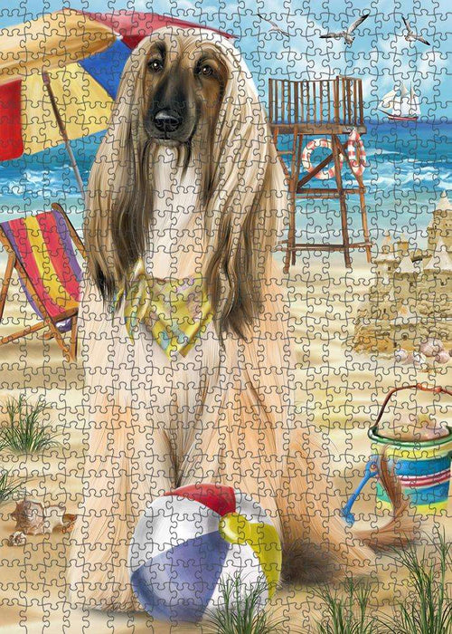 Pet Friendly Beach Afghan Hound Dog Puzzle with Photo Tin PUZL53535