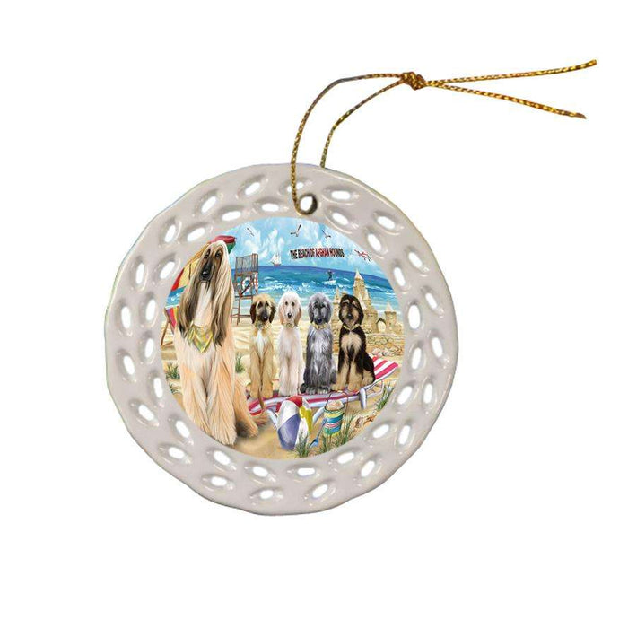 Pet Friendly Beach Afghan Hounds Dog Ceramic Doily Ornament DPOR49941