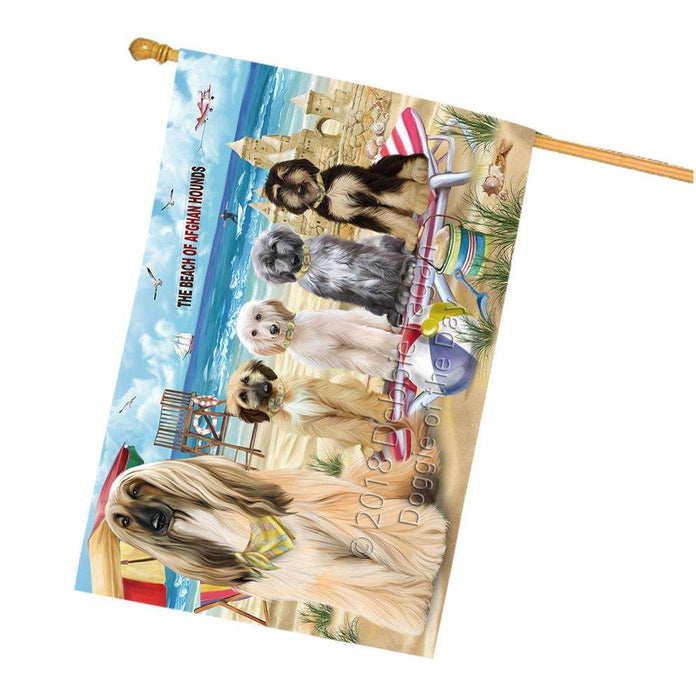 Pet Friendly Beach Afghan Hounds Dog House Flag FLG49906