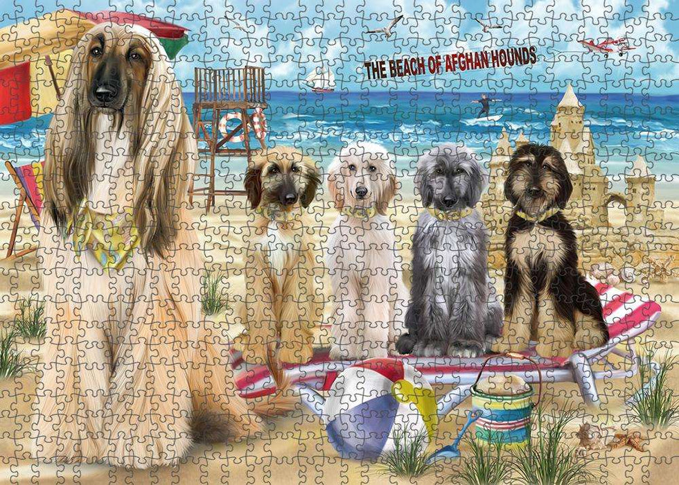 Pet Friendly Beach Afghan Hounds Dog Puzzle with Photo Tin PUZL53529