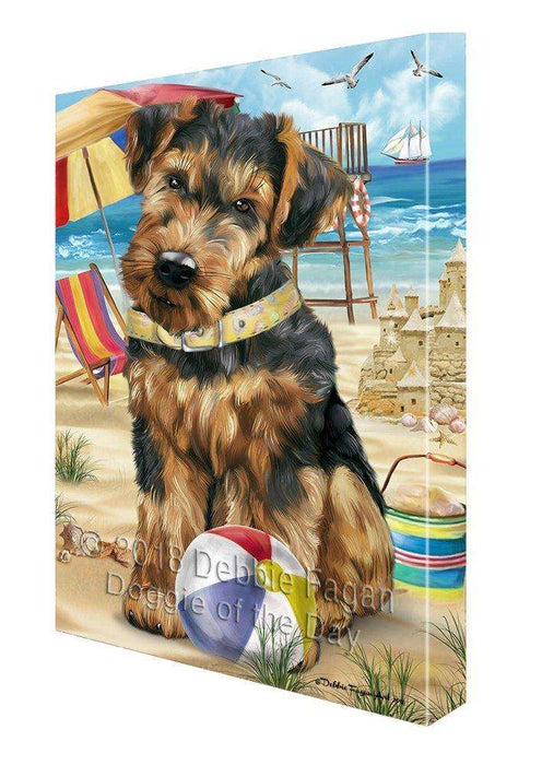 Pet Friendly Beach Airedale Terrier Dog Canvas Wall Art CVS52491
