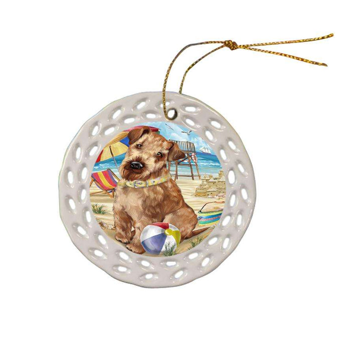 Pet Friendly Beach Airedale Terrier Dog Ceramic Doily Ornament DPOR48600