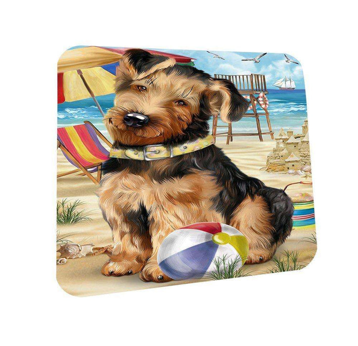 Pet Friendly Beach Airedale Terrier Dog Coasters Set of 4 CST48558