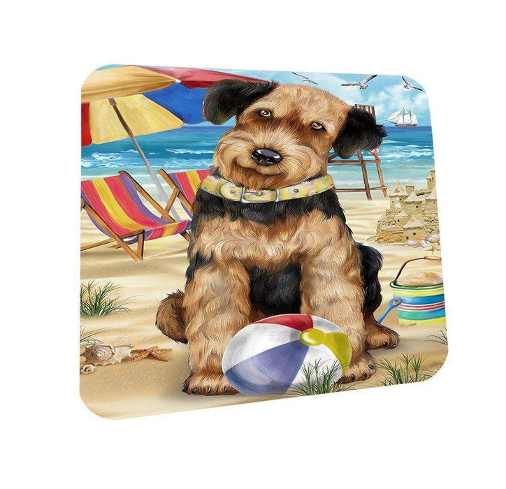 Pet Friendly Beach Airedale Terrier Dog Coasters Set of 4 CST48560