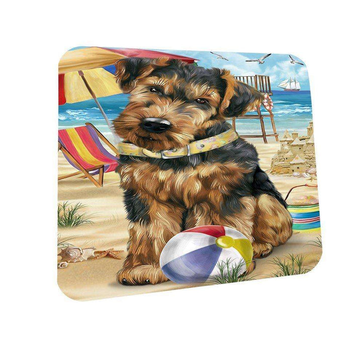 Pet Friendly Beach Airedale Terrier Dog Coasters Set of 4 CST48561