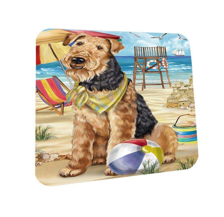 Pet Friendly Beach Airedale Terrier Dog Coasters Set of 4 CST48562