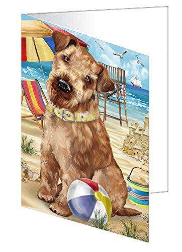 Pet Friendly Beach Airedale Terrier Dog Handmade Artwork Assorted Pets Greeting Cards and Note Cards with Envelopes for All Occasions and Holiday Seasons GCD49829
