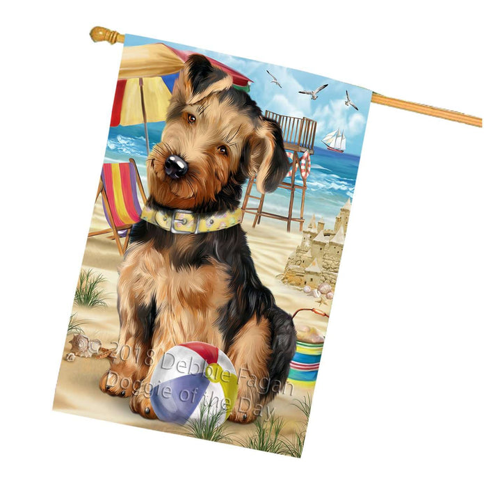 Pet Friendly Beach Airedale Terrier Dog House Flag FLG48564