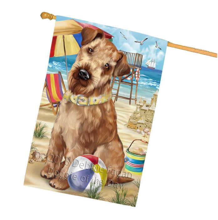 Pet Friendly Beach Airedale Terrier Dog House Flag FLG48565