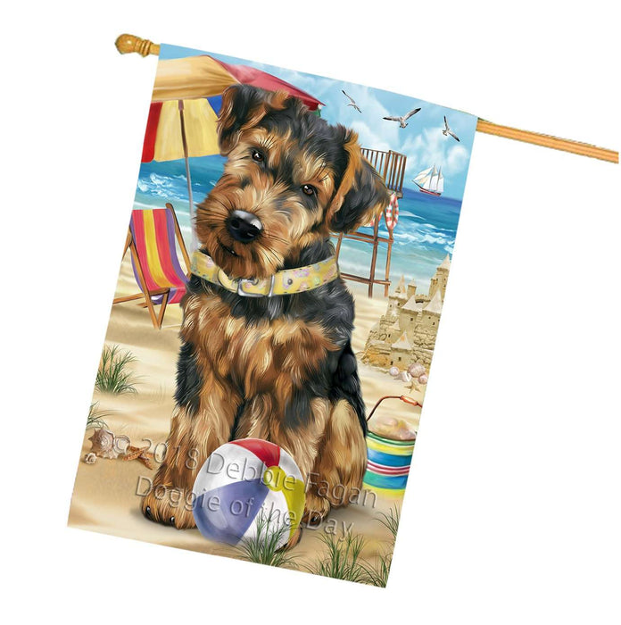 Pet Friendly Beach Airedale Terrier Dog House Flag FLG48567