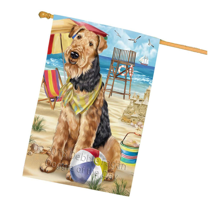 Pet Friendly Beach Airedale Terrier Dog House Flag FLG48568