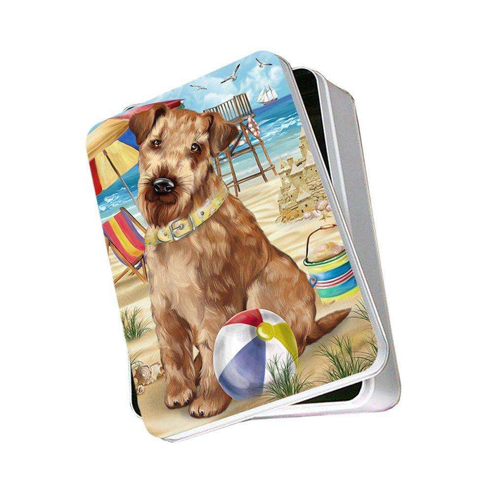 Pet Friendly Beach Airedale Terrier Dog Photo Storage Tin PITN48600