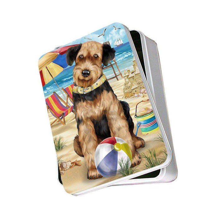 Pet Friendly Beach Airedale Terrier Dog Photo Storage Tin PITN48601