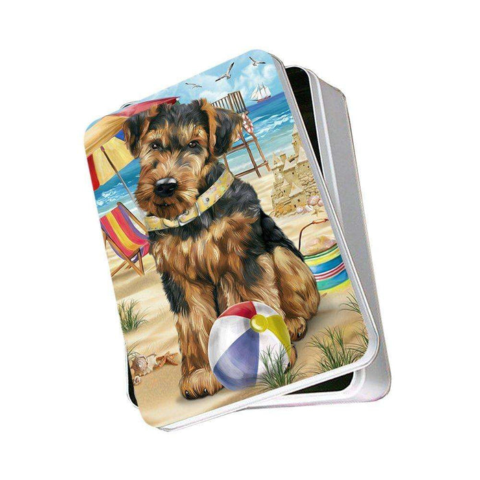 Pet Friendly Beach Airedale Terrier Dog Photo Storage Tin PITN48602