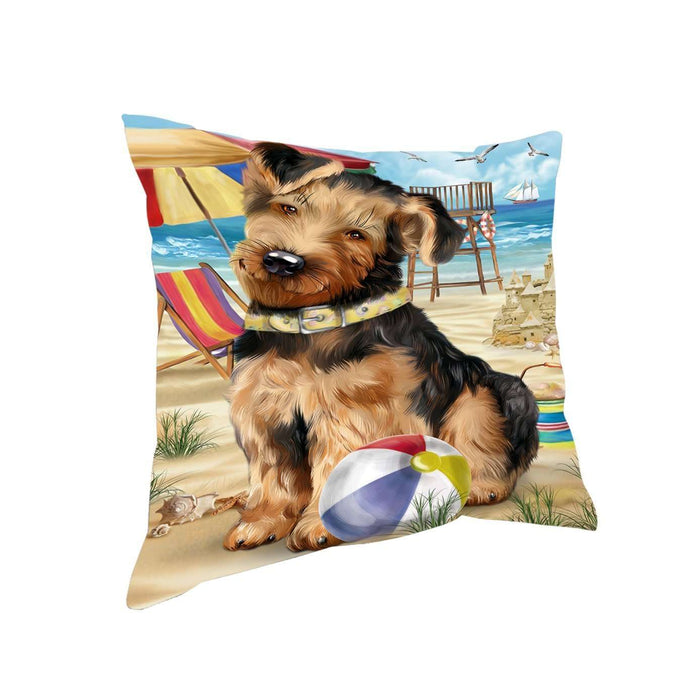 Pet Friendly Beach Airedale Terrier Dog Pillow PIL50252