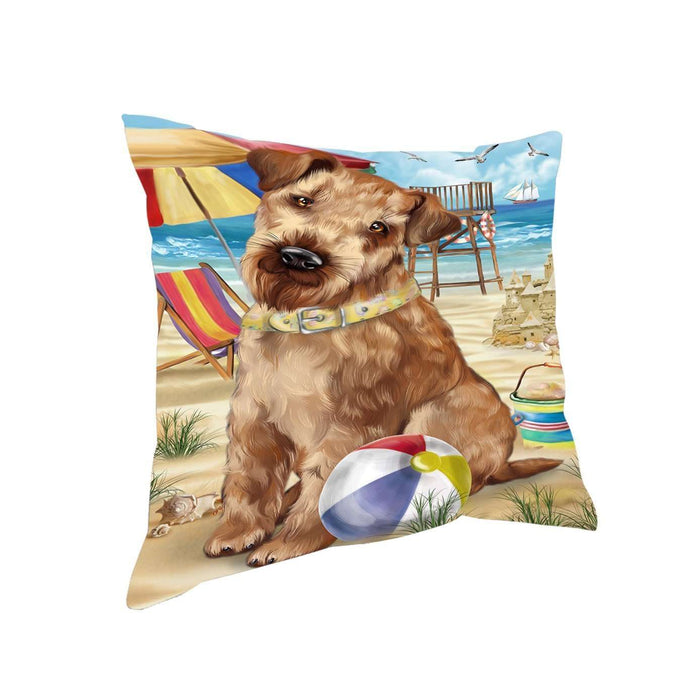 Pet Friendly Beach Airedale Terrier Dog Pillow PIL50256