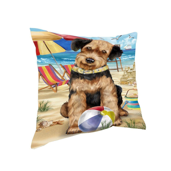 Pet Friendly Beach Airedale Terrier Dog Pillow PIL50260