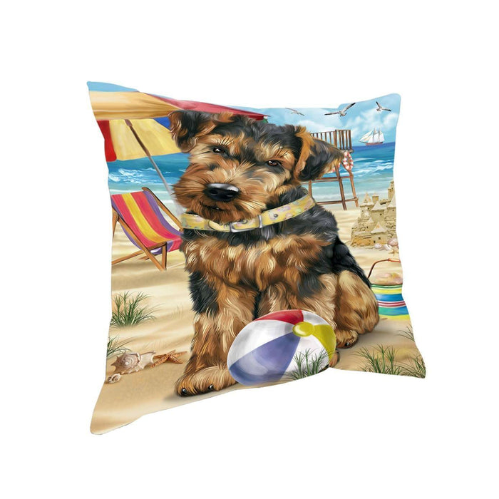 Pet Friendly Beach Airedale Terrier Dog Pillow PIL50264